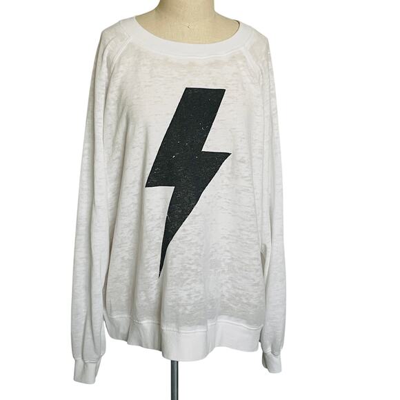 Recycled Karma Fan Checklist Sweatshirt White Lightning Bolt - Picture 3 of 6